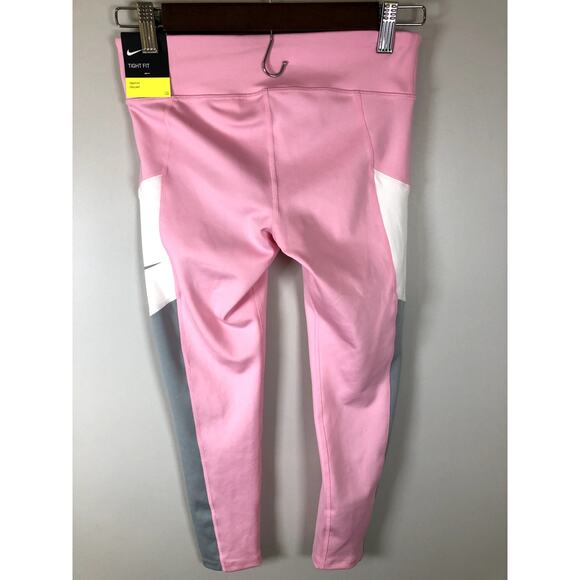New Nike Tight Fit Dry Fit Girls Training Leggings Size S PInk - Picture 5 of 12
